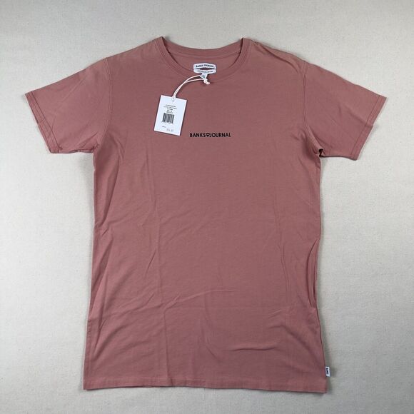 Banks Journal Exclusive Classic Tee Shirt Men’s XS Old Rose Red Short Sleeve - Picture 1 of 14